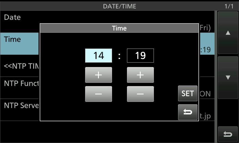 CLOCK AND TIMERS 9 Setting the date and time D Setting the date D Setting the UTC offset. Display the DATE/TIME screen.. Display the TIME SET screen.» SET > Time Set > Date/Time. Touch Date.