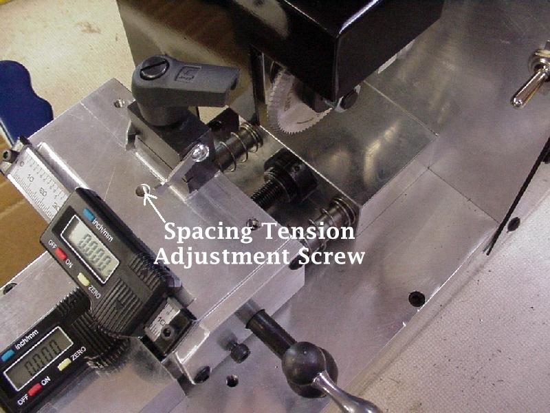 Adjusting Spacing Crank Tension If you would like to add more or less tension to the spacing crank screw, turn the spacing crank counterclockwise from the zero position to approximately.600.