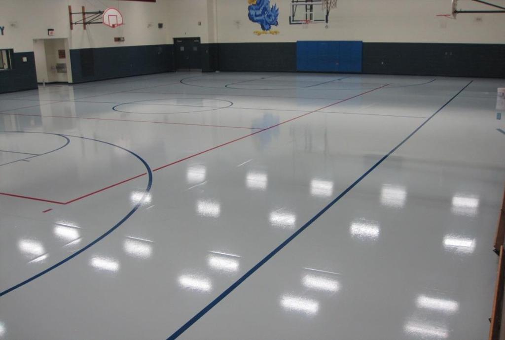 Substrate: Rubber Gymnasium Floors Before After HP-105 Gray HP-105 Game Line Paints Restores an old