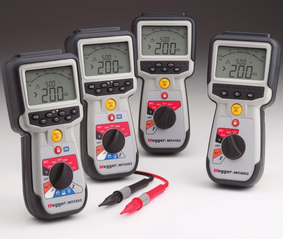 MIT400/2 CAT IV Insulation testers MIT400/2 CAT IV Insulation testers Designed for Electrical and Industrial testing Insulation testing up to 1000 V and 200 GΩ range Stabilised insulation test