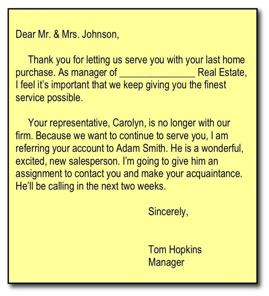 Johnson, Thank you for letting us serve you with your last home purchase. As manager of Real Estate, I feel it s important that we keep giving you the finest service possible.