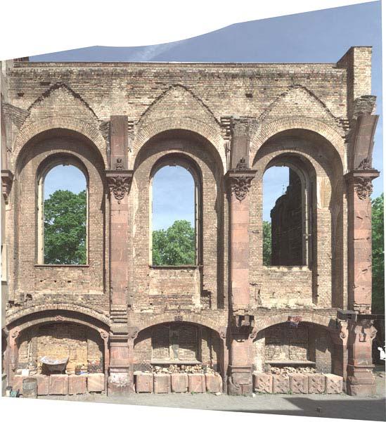 11: Panorama sector of a Façade The results presented in this paper developed in the context of the project "Terrestrial rotating line wide-angle camera for digital close range photogrammetry", which