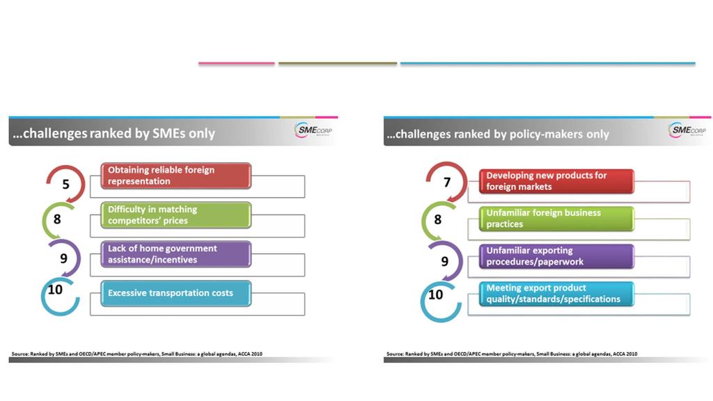 Understanding the gap is importance for effective policy making Barriers ranked in the top 10 by SMEs only, this is for number 5, 8, 9, 10