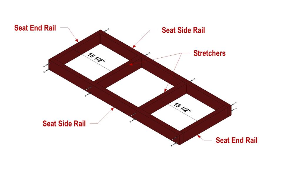 Figure 1 Create the Seat Assembly Apply glue to the ends of the Seat End Rails and Stretchers, and