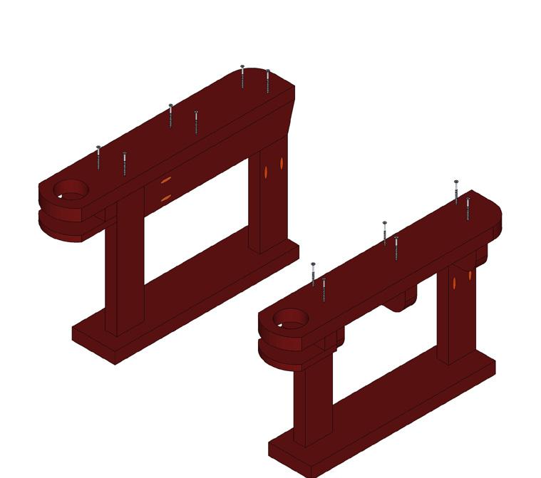 Apply glue to the top edge of the Arm Support Rails and top end of the Long Arm Support Stile,