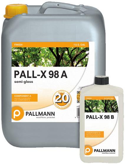A two component waterborne hardwood floor finish, Pall-X 98 is designed for commercial and high traffic residential applications.