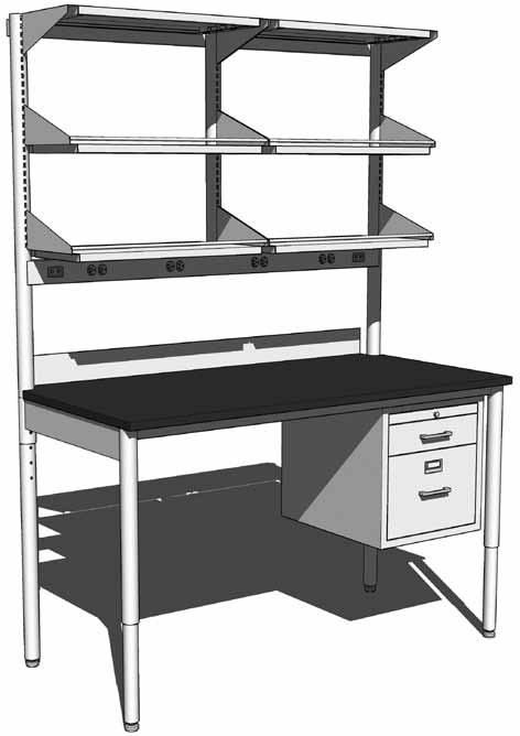 height worksurfaces Integrated shelving systems Pre-wired integrated power and data UL