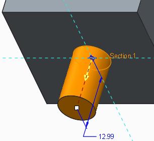 By default, Creo Parametric will display a preview of the extruded circle, adding material, away from the model.