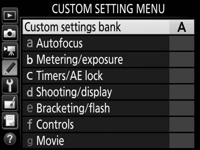G button Custom Settings are
