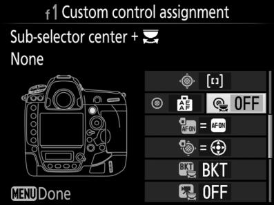 Press + Command Dials To choose the roles played by the following controls in combination with the command dials, highlight the desired option and press the center of the multi selector: 1 Pv button