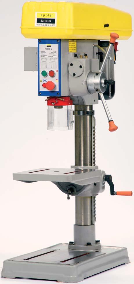 11 BENCH DRILL W I T H A U T O M AT I C F E E D M T 3-3 0 M M TB 30 V» Solid construction suitable for modelmaking and industrial use» Toothed rack for vertical adjustment of drilling table» 4 steps