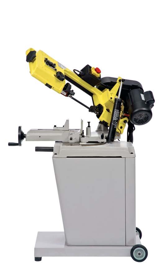 58 METAL BANDSAW BS 128 DG» Manual bandsaw with swivel arm» Swivel head, both sides from -45 to +60» Automatic, hydraulic lowering of the saw bow» Automatic limit stop» 3 Speeds via belt» Standard