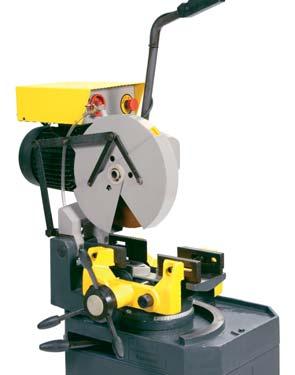 coolant pump» Standard supplied with stand and blade NET WEIGHT: 214 KG OPTIONAL ACCESSORIES» Cooling fluid Model Blade size Saw blade hole Head rotation Cutting range at 90 round Cutting range at 90