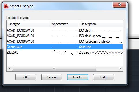 you can return later and add more linetypes) After OK you will be returned to the Select Linetype window where your new linetypes will be available in the list.