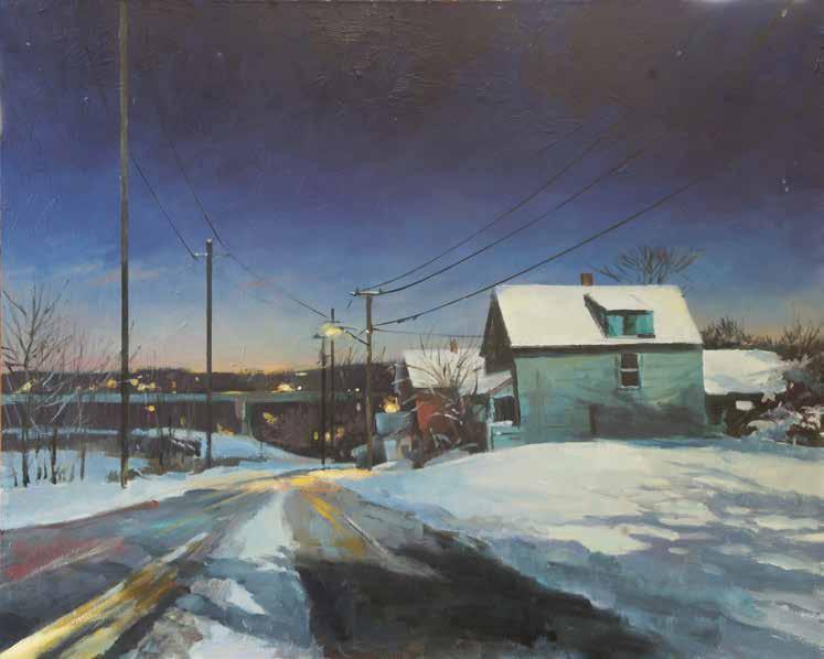 The reference is a daytime photo taken after a recent snow. I have changed it to a moonlit night scene.