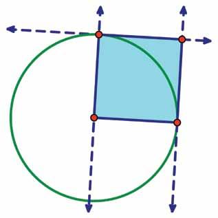 right angles and a circle to make segments of equal length. Finish your square.
