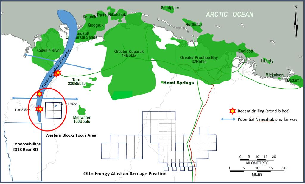 Nanushuk Topset Oil Trend Otto holds a working interest in four leases totalling over 22,710 acres located in the heart of the prolific Nanushuk oil fairway.