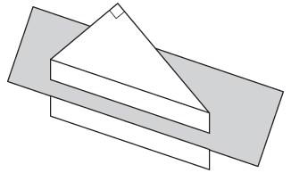 . A plane slices through a prism parallel to the bases to create a cross section shaped like a right triangle.