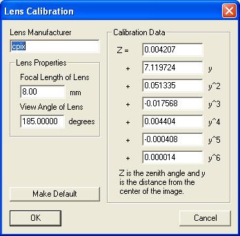 6. Set Lens Information This brings up the Lens Calibration dialog. From here, information regarding the camera lens used to take the photographs can be entered. 7.