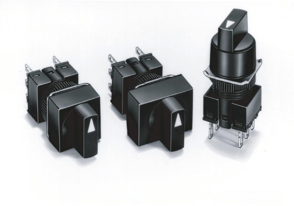 Knob-type Selector Switch A165S/W Mounting Aperture of 16 mm Modular construction Oil-resistant IP65 models UL and cul approved. Conforms to EN60947-5-1, IEC947-5-1 Short mounting depth, less than 28.