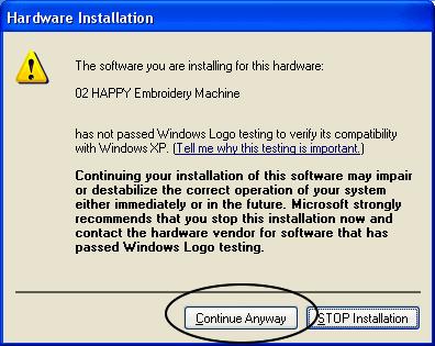 Click Next. 4. Windows displays the following warning..has not passed Windows Logo testing.