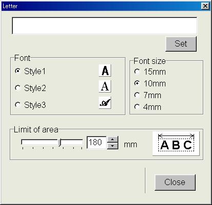 Letter (Letter) (This function may not be used depending on Model.) The embroidery machine has characters stored in it.