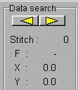 Data Search Please move to the stitch you want to edit and have the stitches (the number of stitches) data in editing displayed.