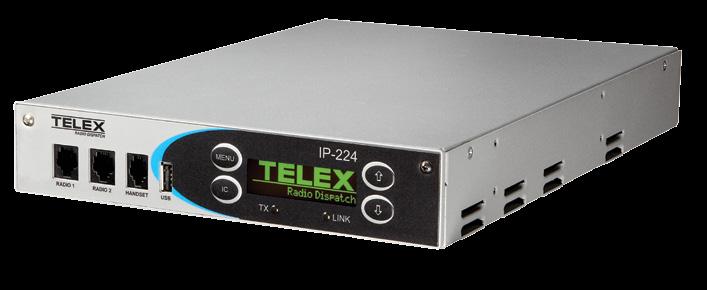 IP-224 IP Radio Gateway IP-224 Control Station Interface Options Local/Tone/Console Modes, Line-Line Crosspatch PTT (Push-to Talk), monitor, and F1 and F2 relays (programmable to any function tone or