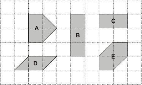The diagram shows some shapes on a 10 by 6 square grid.