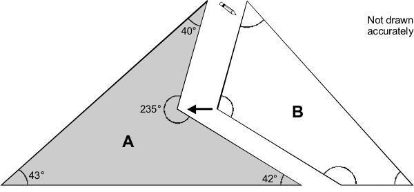 triangle. Work out the size of each of the angles in shape B.