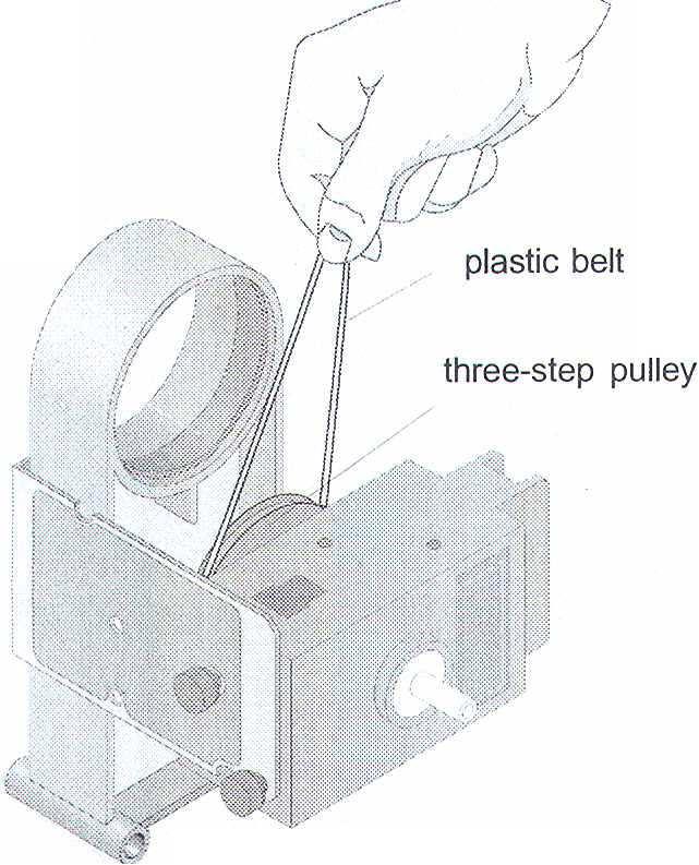 three-step pulley faces the Accessory Prepare Bracket Holder and the threaded holes in the end of the sensor line up with the holes of the Mounting Bracket Use the two thumbscrews to attach the