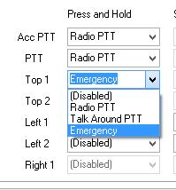 Default - Talkaround PTT Left 1 Sets function of top left button.