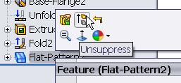 Flatten the model Right click on the flat-pattern feature and choose unsuppress or choose flatten from