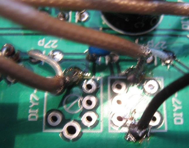 Connector that will go to X1 will have the wire from X1-1 soldered to Receive filter location