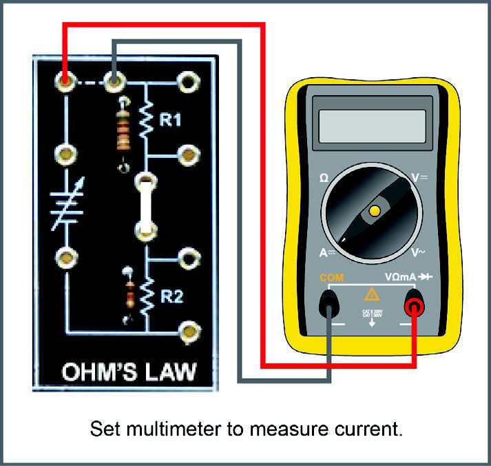Ohm s Law DC Fundamentals Adjust the positive supply for 10 Vdc (use both COARSE and FINE controls for a more precise adjustment). Place CM switch 19 in the ON position.
