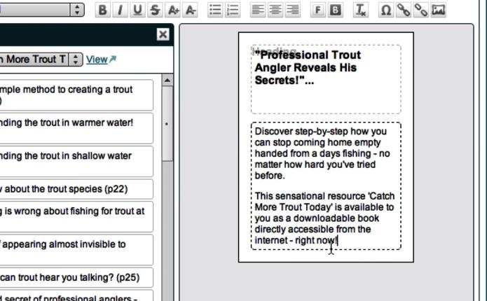 Manual Editing You can also insert your own texts if you choose or you can edit what you find and improve on it.