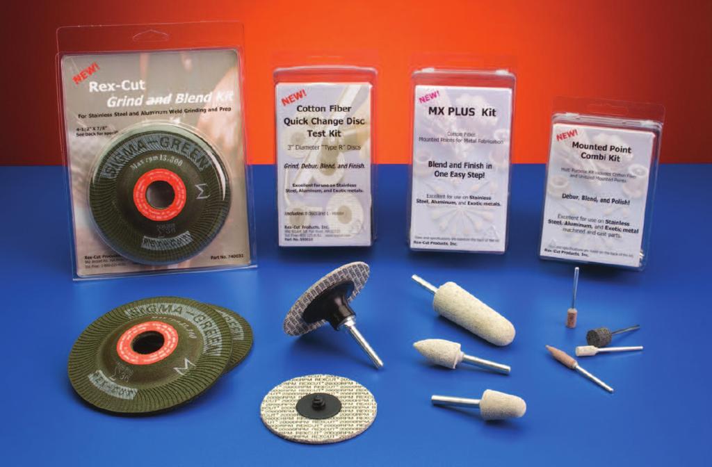 Kits Grind and Blend Kits For weld grinding and surface preparation on stainless steel and aluminum. Each kit includes a 4- Sigma Green wheel, and a 4- Cotton Fiber wheel. 4- x 7/8 Kit Part No.