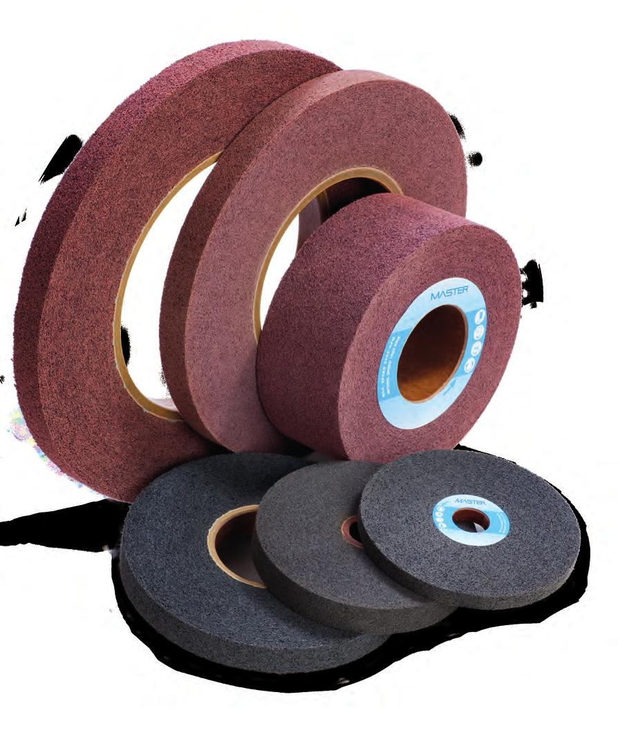 Master convolute wheels are available in a variety of grades, and for each grade the non-woven abrasive material is available in Silicon Carbide and Aluminium Oxide grit.