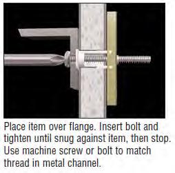 portion 2 Hardened bolts used Ultimate Shear (lb) UNC Thread Drill dia. 1/2 Drywall 5/8 Drywall 1/4-20 1/2 241 324 F or maximum shear holding, orient channels vertically to the floor.