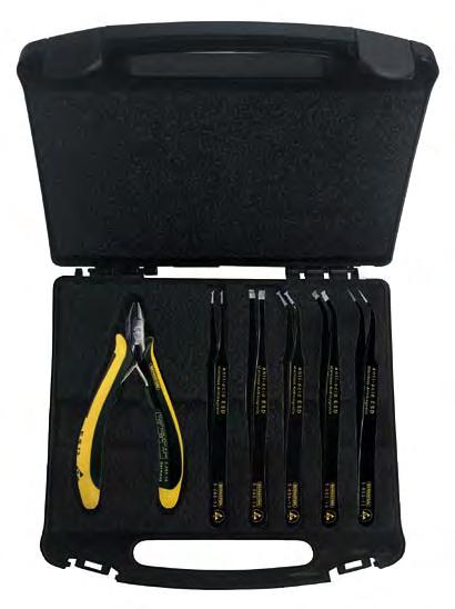 ESD TOOL SETS ESD Tool Sets for various operations in ESD areas, in handy cases from conductive material. The tools are clearly arranged in accurate-sized cutouts in conductive hardfoam.