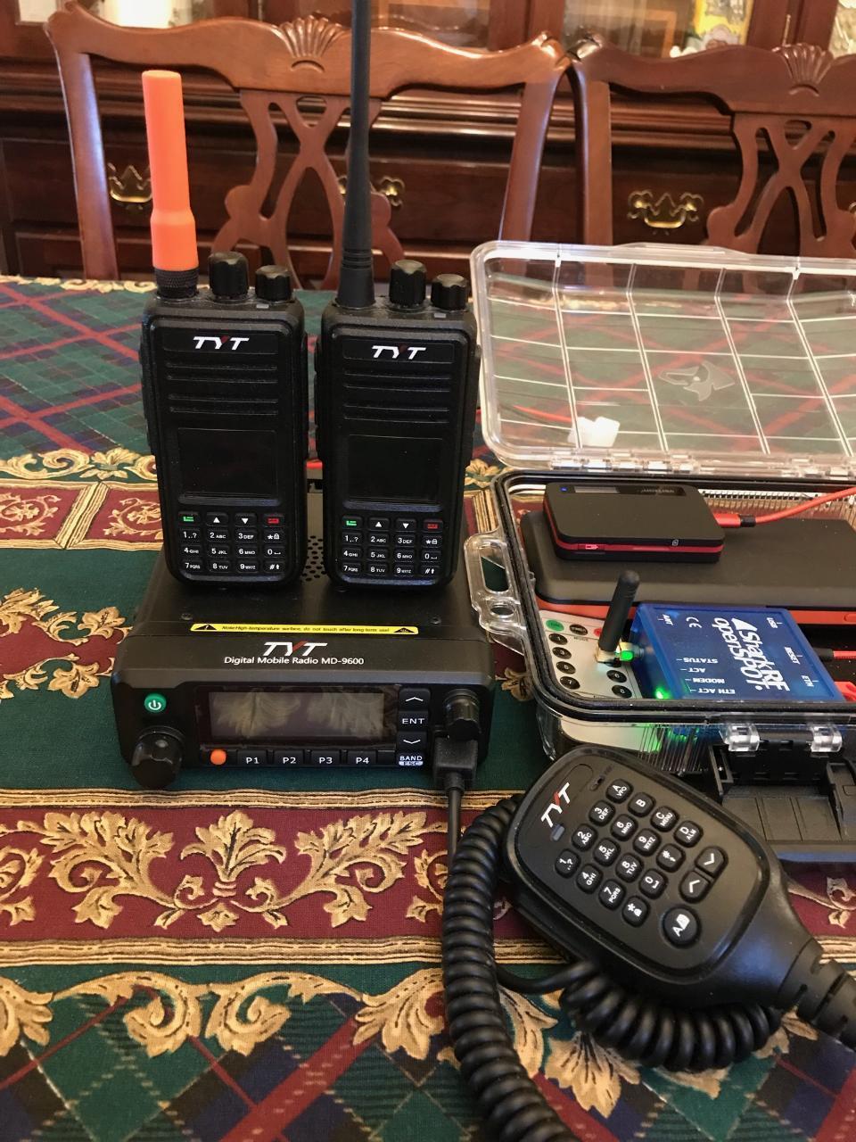 DMR HT s and a Mobile rig by TYT Rig Descriptions The TYT MD-380 on the left is programed with a CODE PLUG for a BrandMeister repeater or Zone in Newtown Square, PA.