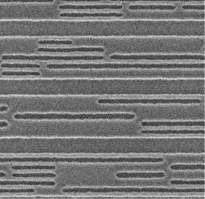 SEM image of a metal-2 logic pattern after litho using