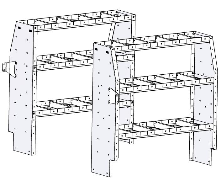 STEP 4. Beginning with the 42 wide shelf units, determine which shelf unit will be installed on the driver side and which will be on the curb side.