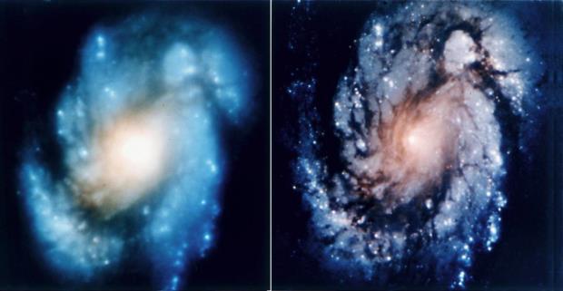 Chromatic: rays of different color focus differently Hubble space