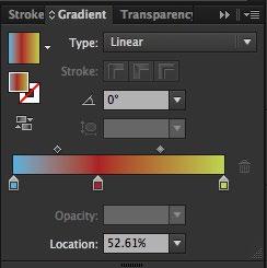 GRADIENTS Gradients in Illustrator can have up to 32 colors. You can adjust the opacity levels of each gradient stop. In CS5.5 and below, gradients can only be applied to Fills.