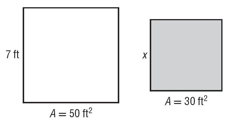 For each pair of similar figures, use the given areas to find the scale factor from the unshaded to the shaded figure.