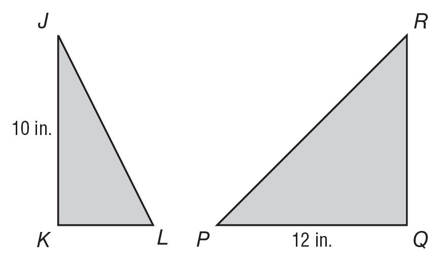 5. ΔJKL ~ ΔPQR. The area of ΔJKL is 40 square inches.