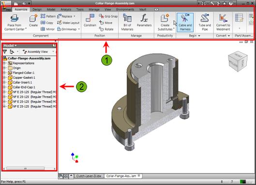 Context-Sensitive Tools As you switch between environments or between tasks in a single environment, Autodesk Inventor displays the appropriate toolsandinformation for the current task.