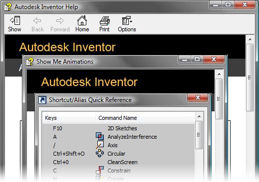 Online Help and Tutorials Autodesk Inventor offers several types of online help, tutorial references, and other resources to assistin building your skill level.