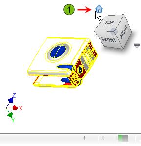 4. To rotate the view: On the ViewCube, click and hold Top.